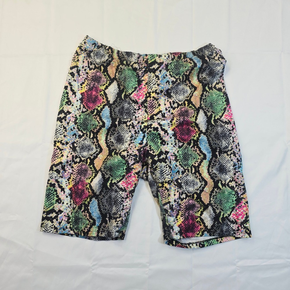 Fashion Nova Women Medium Biker Shorts Multi-Color Snakeskin Print Athletic Z92